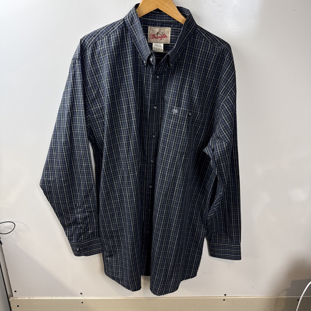 Wrangler Men's Button Up 2XLT Black Purple Plaid MG2017M Western Wear